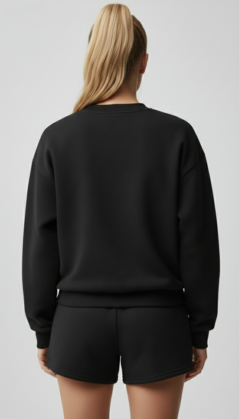 ALO Siyah Bisiklet Yaka Oversize Kalıp Sweatshirt