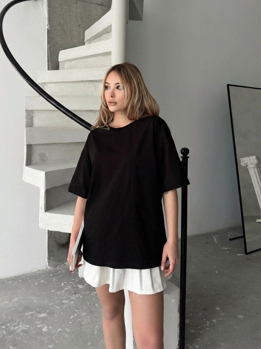 Hepsitrent Kadın Oversize Bisiklet Yaka Tişört