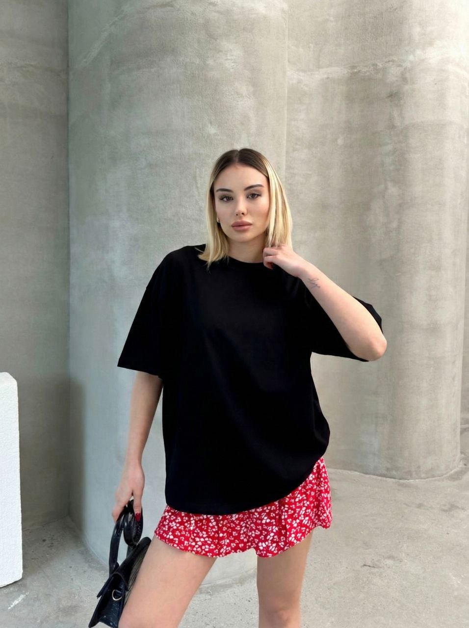 Hepsitrent Kadın Oversize Bisiklet Yaka Tişört