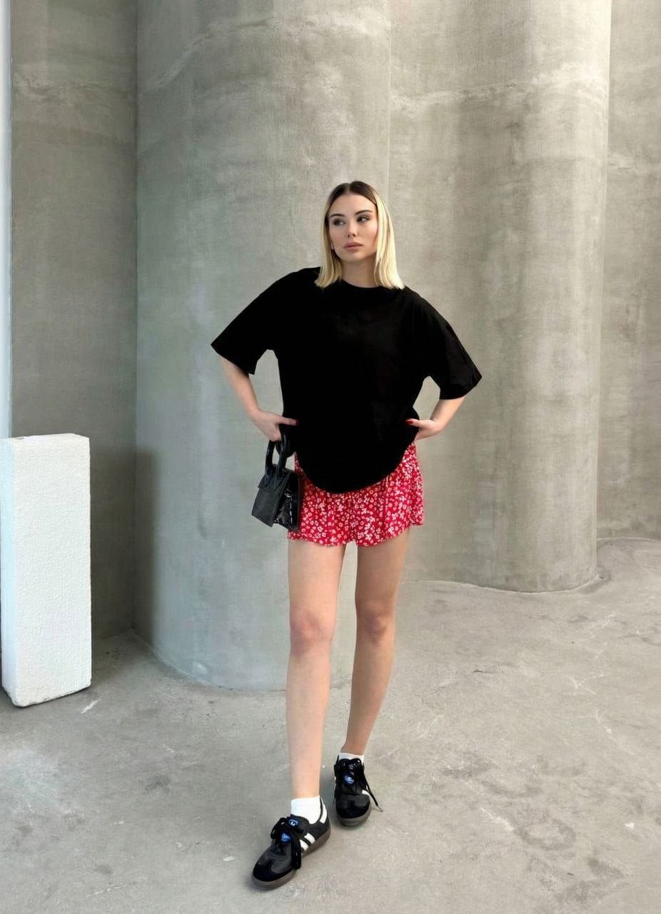 Hepsitrent Kadın Oversize Bisiklet Yaka Tişört