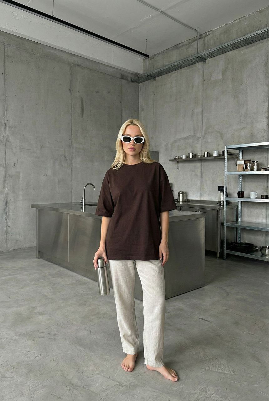 Hepsitrent Kadın Oversize Bisiklet Yaka Tişört