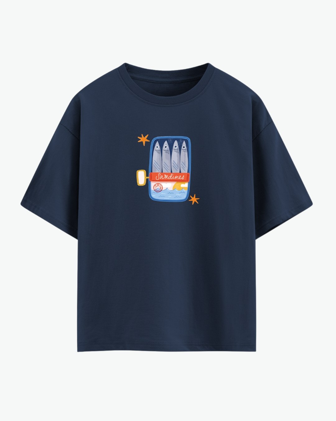 Hepsitrent Sardines Baskılı Bordo Oversize T-shirt