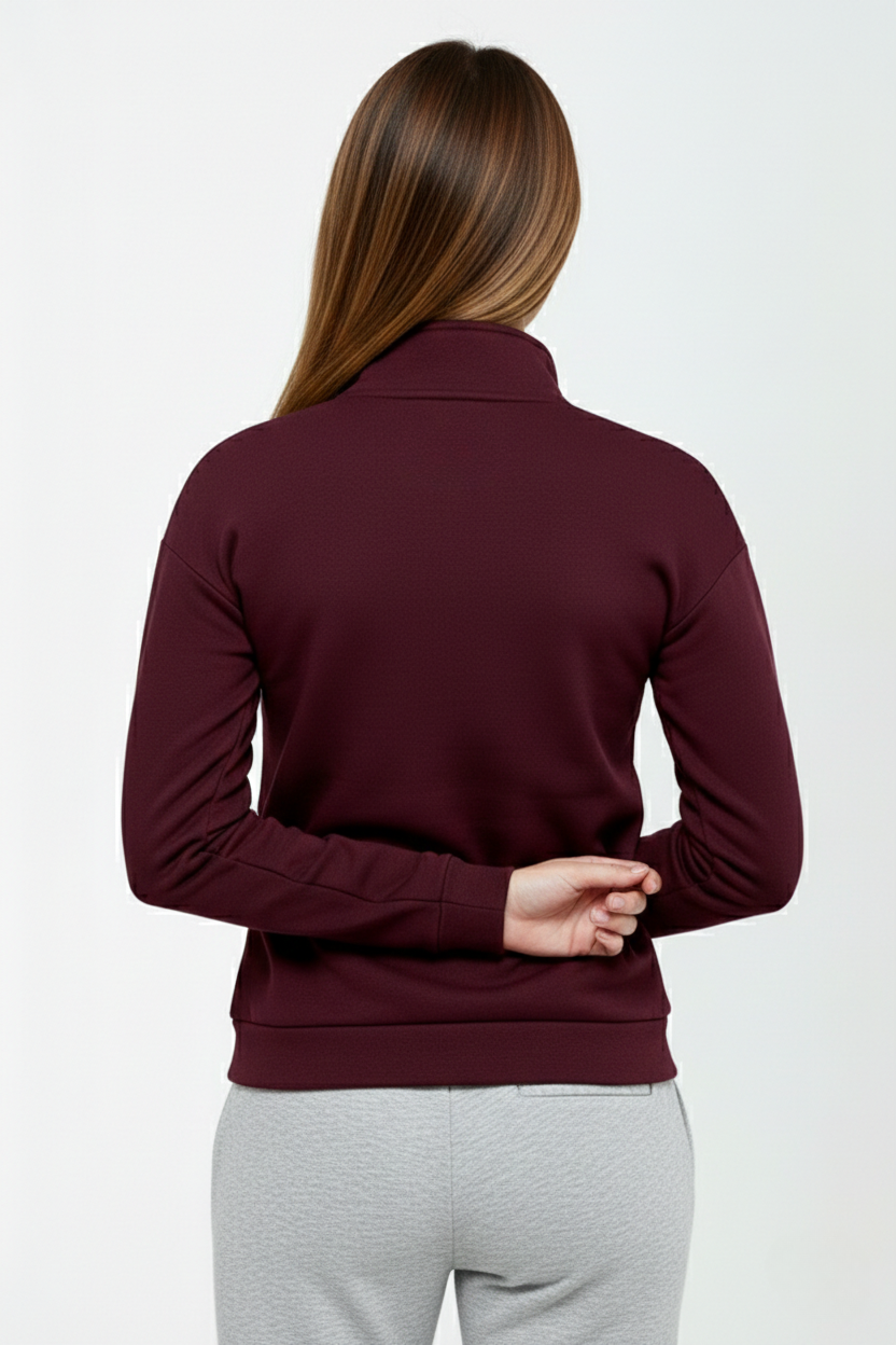 ALO Vişne Bordo Renk Yarım Fermuarlı Sweatshirt