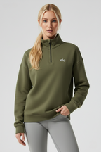 ALO Haki Renk Yarım Fermuarlı Yaka Uzun Kollu Sweatshirt