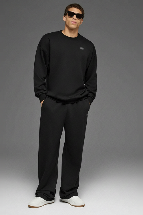 ALO Siyah Bisiklet Yaka Oversize Kalıp Sweatshirt