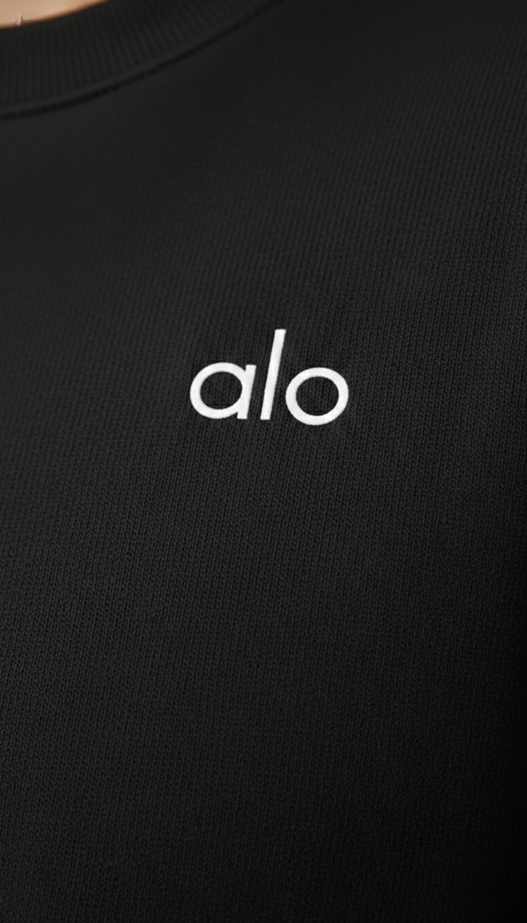 ALO Siyah Bisiklet Yaka Oversize Kalıp Sweatshirt