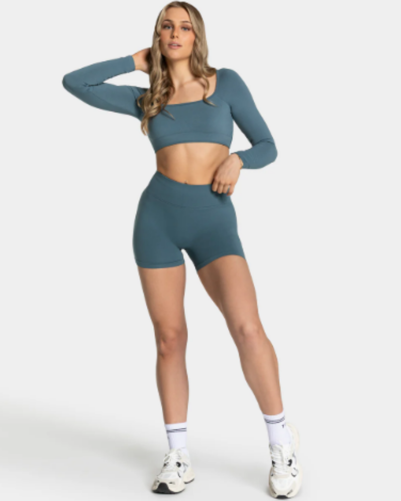 TEVEO Femme Sculpt Scrunch Shorts Teal Kısa Tayt