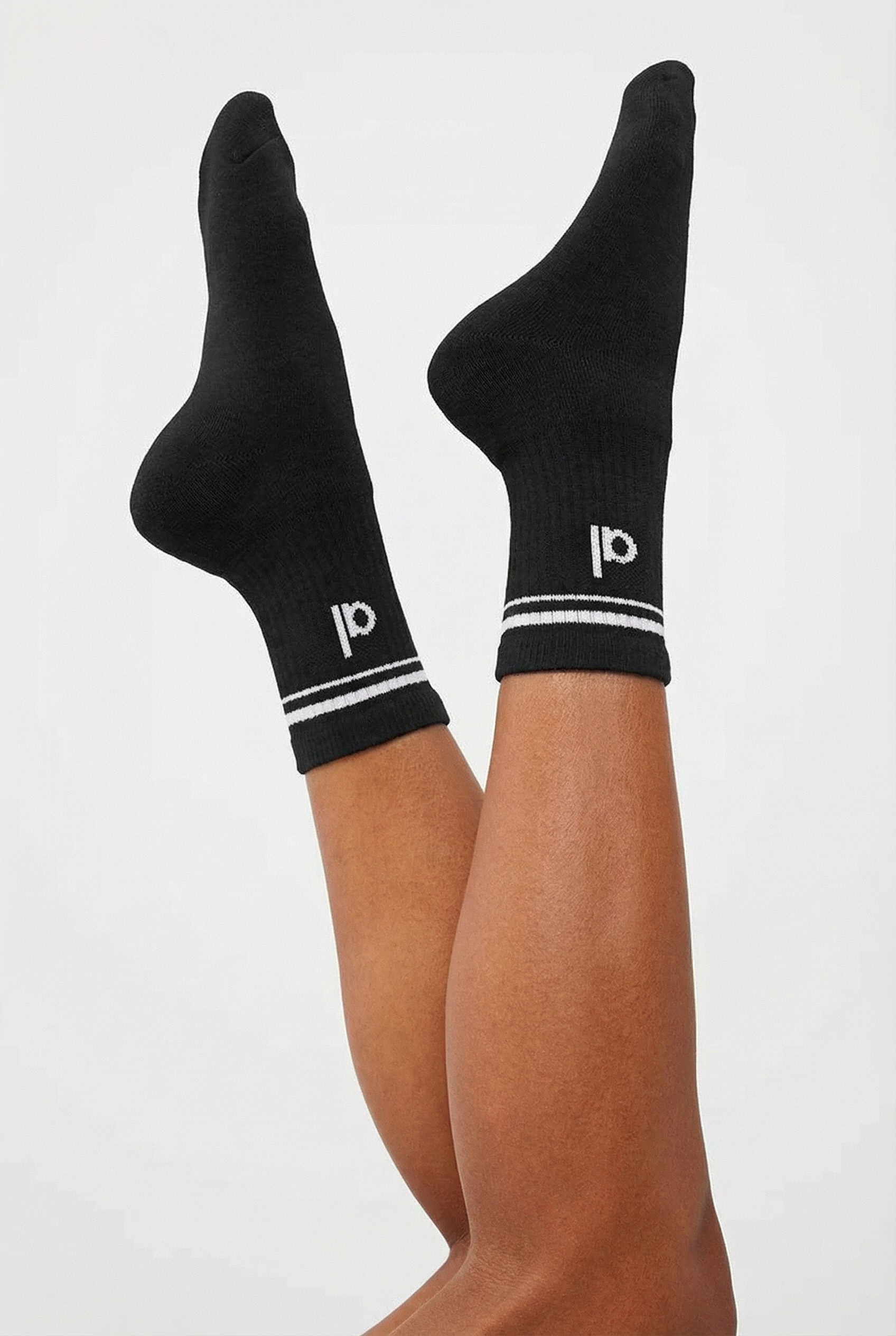 ALO Siyah Basic Çizgili Spor Soket Çorap