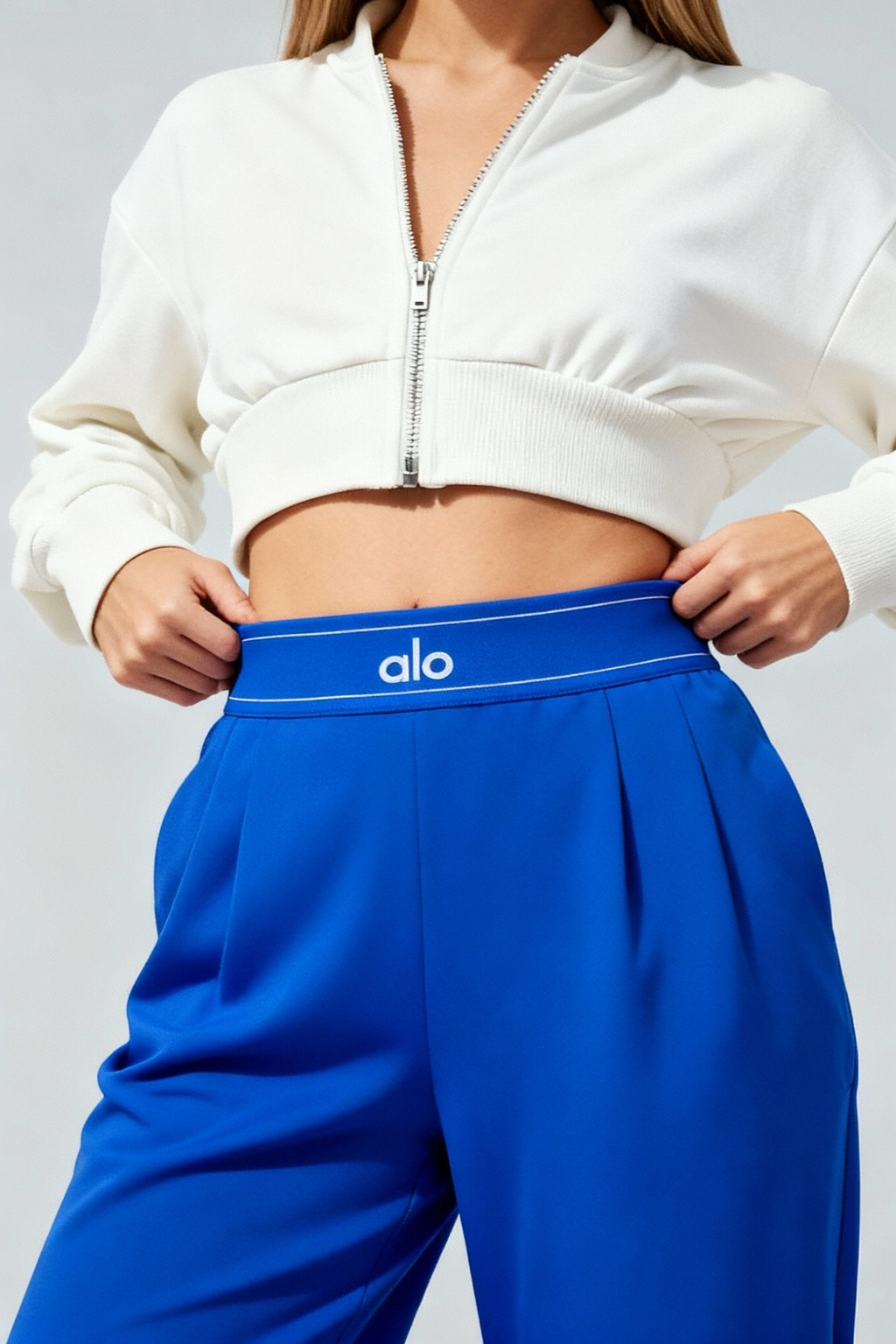 ALO Saks Mavisi Beli Lastikli Rahat Kalıp Pantolon