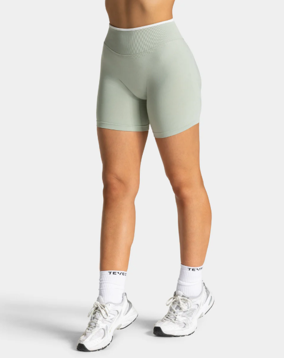 TEVEO Contrastline Sculpt Scrunch Seamless Shorts Fıstık Yeşili Kısa Tayt