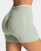 TEVEO Contrastline Sculpt Scrunch Seamless Shorts Fıstık Yeşili Kısa Tayt