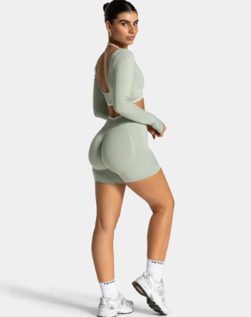 TEVEO Contrastline Sculpt Scrunch Seamless Shorts Fıstık Yeşili Kısa Tayt