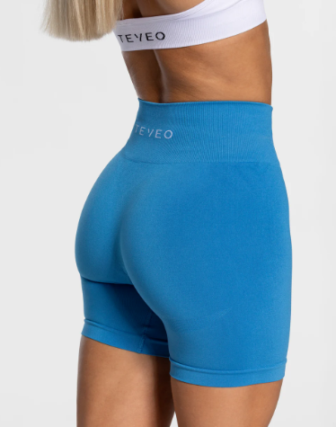 TEVEO Classy Shorts Sommerblau Büzgülü Seamless Kısa Tayt
