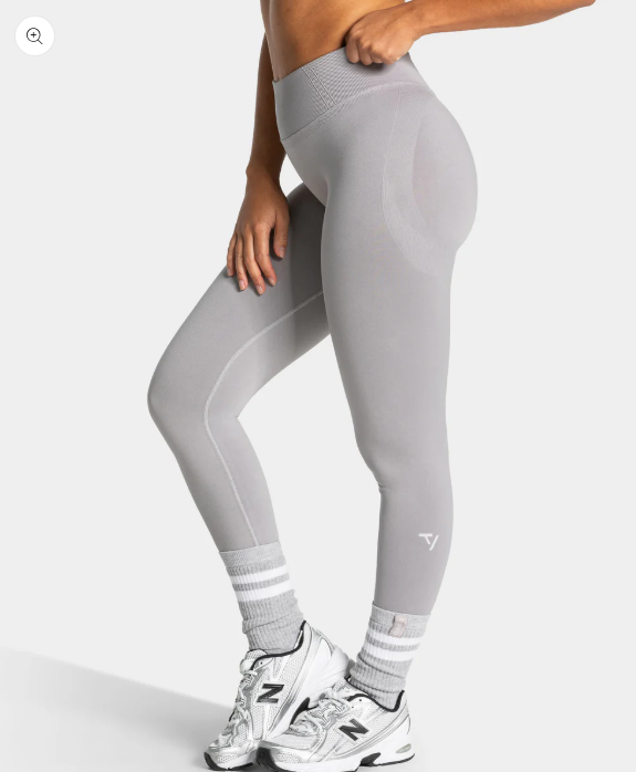 TEVEO Lift Seamless Hellgrau Leggings Büzgülü Uzun Tayt