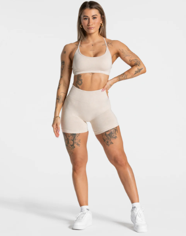 TEVEO Acid Covert Scrunch Shorts Sand Seamless Büzgülü Kısa Tayt