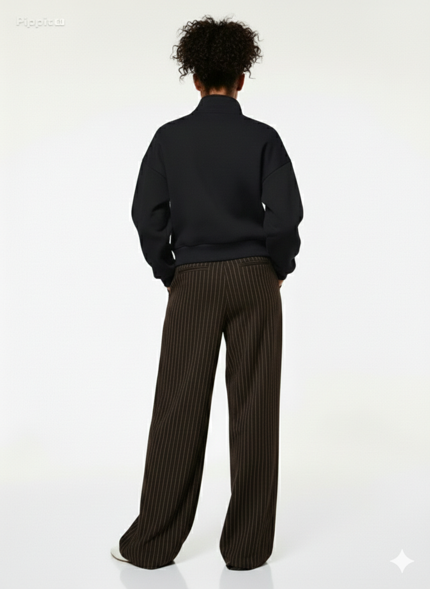 ALO Lacivert Fermuarlı Yaka Uzun Kollu Sweatshirt