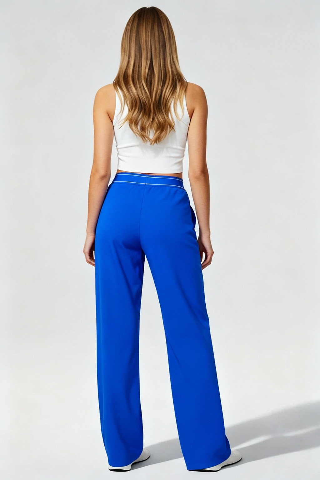 ALO Saks Mavisi Beli Lastikli Rahat Kalıp Pantolon