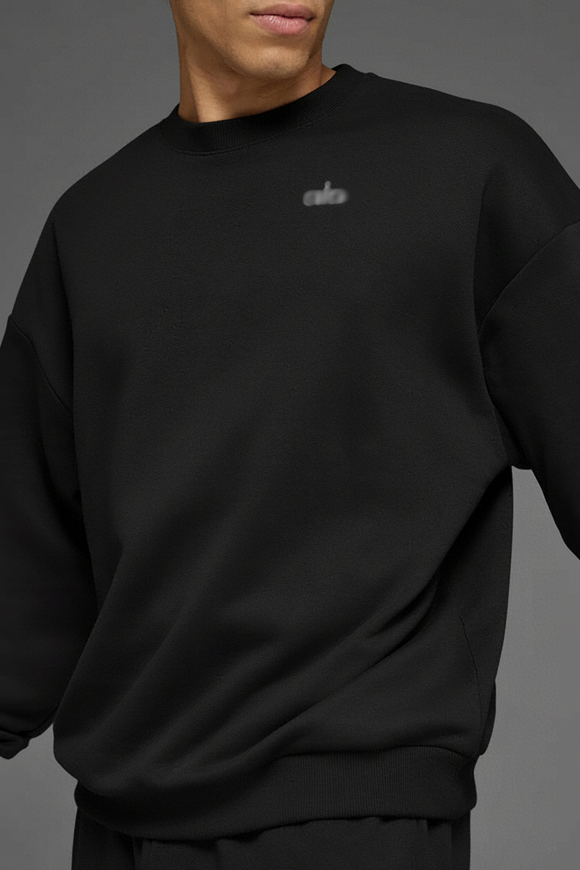 ALO Siyah Bisiklet Yaka Oversize Kalıp Sweatshirt