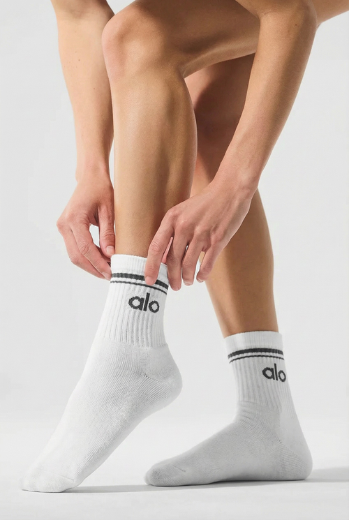 ALO Beyaz Renk Çizgili Basic Spor Soket Unisex Çorap